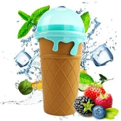 Slushy Maker Cup, 16.9 Oz Large Capacity Magic Quick-frozen Slushi Maker Cup, TIK TOK Magic Quick-frozen Ice Cream Cup, Cooling Cup, Double-layer Extruded Slushi Maker Cup, Family Ice Cream Machine And Children's Birthday Gift (brown)