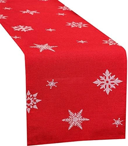 Embroidered Christmas Holiday Snowflake Table Runner, Rectangular 14 X 90 Inch 6 Embroidered Christmas Holiday Snowflake Table Runner, Rectangular 14 X 90 Inch - Image 4