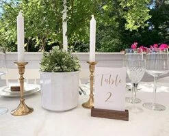 10 Pack Rustic Acrylic Sign Holders | Walnut Wood Table Numbers Display Stands | Place Card Holder, Perfect For Retail Shop Wedding Party Events Decoration -Wilton Shop 518QvVvQwoL