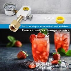 CO2 Refilling Adapter With Pressure Gauge Silver, Soda Exchange Carbonator Refill Quick Adapter Compatible With DUO Terra Art Soda Pink Co2 Cylinder Silver -Wilton Shop 518YEDnRblL