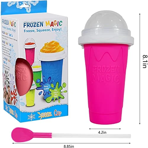 Keychain Slushy Cup Slushie Cups, Slushy Cup 2 Pack, Slushy Maker Slushie Squeeze Cup, Frozen Magic Slushy Maker Cup, Travel Portable Double Layer Silica Cup For Fun(PINK+GREEN) 4 Keychain Slushy Cup Slushie Cups, Slushy Cup 2 Pack, Slushy Maker Slushie Squeeze Cup, Frozen Magic Slushy Maker Cup, Travel Portable Double Layer Silica Cup For Fun(PINK+GREEN) - Image 2
