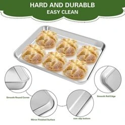 Baking Sheet Set For Baking And Roasting,KnmyLife Stainless Steel Small Toaster Oven Tray Pan Set Of 2,Rectangle Size 10.4 X 8 X 1 & 12.5 X 9.8 X 1 Inch,Durable And Oven-safe 11 Baking Sheet Set For Baking And Roasting,KnmyLife Stainless Steel Small Toaster Oven Tray Pan Set Of 2,Rectangle Size 10.4 X 8 X 1 & 12.5 X 9.8 X 1 Inch,Durable And Oven-safe -Wilton Shop 518iezpsI3L