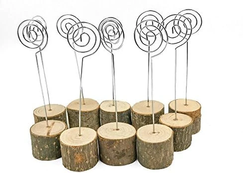 Rustic Real Wood Base Wedding Table Name Number Holder Party Decoration Card Holders Picture Memo Note Photo Clip Holder (10pcs Table Numbers) 6 Rustic Real Wood Base Wedding Table Name Number Holder Party Decoration Card Holders Picture Memo Note Photo Clip Holder (10pcs Table Numbers) - Image 4