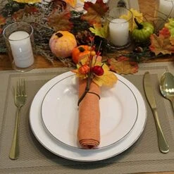 Fall Napkin Rings Set Of 6 Thanksgiving Leaf Pumpkin Napkin Holders Metal Napkin Ring Decor For Christmas Parties, Table Decoration (Pumpkin Leaf Ring, 6) -Wilton Shop 518oerXe9ZL