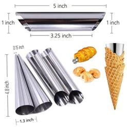 Cream Horn Molds, 21 Pcs Moulds Stainless Steel Cannoli Form Tubes Cream Roll Mold Screw Croissant Mold Cone Tubular Shaped Mold For Cannoli Tubes Croissant Baking Forms Mould With Cleaning Brush -Wilton Shop 518pHoFo1CL