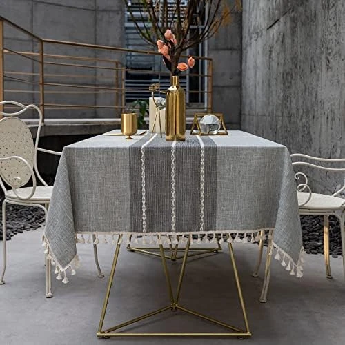 Tablecloth, Rectangle Table Cloth Linen Wrinkle Free Anti-Fading Tablecloths Washable Dust-Proof Table Cover For Kitchen Dinning Party (Rectangle/Oblong, 55''x70'',4-6 Seats, Gray) 17 Tablecloth, Rectangle Table Cloth Linen Wrinkle Free Anti-Fading Tablecloths Washable Dust-Proof Table Cover For Kitchen Dinning Party (Rectangle/Oblong, 55''x70'',4-6 Seats, Gray) - Image 15