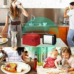 Wo/Four Slice Toaster Cover With Pocket,Kitchen Bakeware Protector,Universal Cotton Linen Dusproof Washable Kitchen Toaster Cover -Wilton Shop 518r55XAOTL