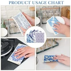 6 Pcs Swedish Kitchen Dish Cloths Kitchen Towels Reusable Sponge Cleaning Cloths Wipes Absorbent Dish Cloth Quick Drying Washable Decorative Tea Towels No Odor Bar Hand Towel (Blue Plaid) -Wilton Shop 518uf7QzARL