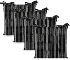 Hair Cushion Pads - Set Of 4 - Dining Kitchen Office Chair Seat Cushion With Ties- Durable Cotton Chambray Fabric Cover - Thick Comfy Poly Fill - Indoor Use - 17 In X 17 In – Grey -Wilton Shop 5197fSHQuML. AC