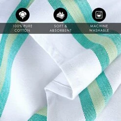 Kitchen Dish Towels Set Of 12-Tea Towels 100% Cotton. Large Dish Cloths 28"x20" Soft And Absorbent. White With Blue, Green And Red Stripes, 4 Of Each. There's No Substitute For Quality -Wilton Shop 519AIP6Xr6L