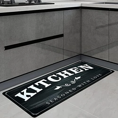 USTIDE Kitchen Runner Rugs Non Skid 20"x48",Durable Rubber Kitchen Mats Stain Resistant Thick Floor Mat Black White Kitchen Runner For Bathroom Washroom 8 USTIDE Kitchen Runner Rugs Non Skid 20"x48",Durable Rubber Kitchen Mats Stain Resistant Thick Floor Mat Black White Kitchen Runner For Bathroom Washroom - Image 6