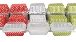 Disposable Aluminum Mini 6 Ounce Individual Sized Loaf Pans #4004 Color & Lid Options (Gold Polka Dot- With Lids, 50) -Wilton Shop 519GJgGrZ3L 1