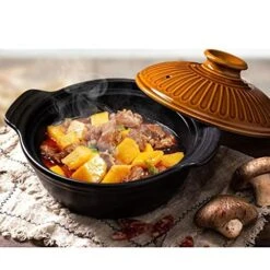 Cartoon Pattern Ceramic Round Black Dish Casserole/Clay Pot/Earthen Pot/Ceramic Cookware -Wilton Shop 519IIDdon3L