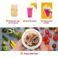 Slushy Cup Slushie Cup Slushy Maker Cup Magic Frozen Squeeze Ice Cup Tiktok Slushie Cups,Double Layers Slushies Cup, Slush Cup Homemade DIY Slushies Cups Quick Magic Cool Cup Milk Shake ,Smoothies (pink) -Wilton Shop 519Ks3qpg3L