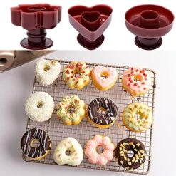 N/A 4 Pack Donut Maker Cutter, Creative Reusable Non-stick Doughnut Molds, Fondant Cake Bread Dessert Bakery Mould, Biscuit Stamp Mould, Home Kitchen DIY Baking Tool -Wilton Shop 519MP25H18L