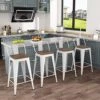 Metal Bar Stools Set Of 4 Barstools Counter Height Bar Stools With Back Industrial Bar Stool Indoor Counter Stool Kitchen Island Stools Modern Bar Chair With Wood Top 26 Inch White Cream -Wilton Shop 519QGA8GbOL
