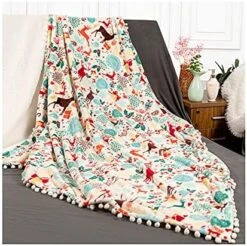 GUANGMING - Christmas Throw Blankets, Double Sided Flannel Fleece Blanket, Super Soft Cozy Warm Blanket, Skin Friendly Plush Blankets, Pompom On The Edges, Fabric No Pilling -Wilton Shop 519YxNIcz6L. AC