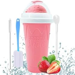 Slushy Cup - Tik Tok Magic Quick Frozen Smoothie Cup, Double Layer DIY Homemade Slushy Maker Cup, Food Grade Silicone Slushie Maker Cup With Spoon & Cleaning Brush For Kids, Birthday Gift - Blue -Wilton Shop 519cZF0LpiL. AC