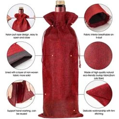 OMUM 12 Pcs Premium Burlap Wine Bags, Wine Gift Bags With Drawstrings - Reusable Wine Bags, Wine Bottle Bags For Weddings, Parties, Blind Tastings, Christmas, Birthdays, Housewarming, Home Storage (Red) -Wilton Shop 519egGIETXL