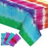 Peony Man 4 Pieces Tie Dye Tablecloth Rainbow Plastic Rectangle Table Cover Colorful Tablecloth For Tie Dye Party Supplies Kitchen Dining Picnic Decoration, 51 X 86 Inch -Wilton Shop 519jfQc42SL