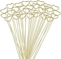 30 Pcs Metal Floral Place Card Holder, 13.4 Inch Table Number Holders Heart Shape Flower Pick Clips For Floral Arrangement, Golden Card Holder Stick For Wedding And Party -Wilton Shop 519jluW0IgL. AC