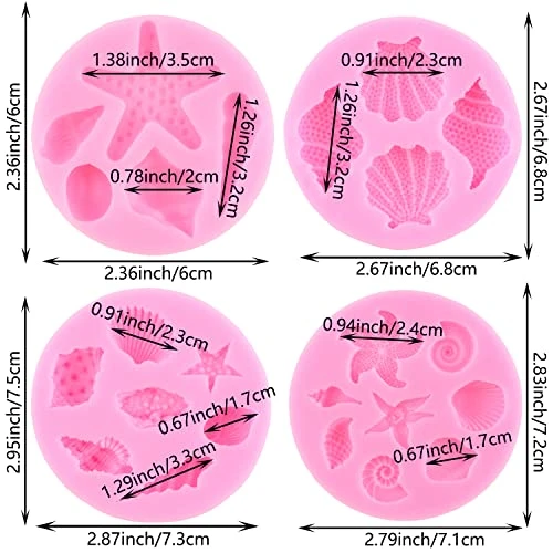 Marine Theme Cake Fondant Silicone Mold Seashell Conch Starfish Coral Molds For Cake Decorating Cupcake Topper Candy Chocolate Gum Paste Polymer Clay Set Of 4 4 Marine Theme Cake Fondant Silicone Mold Seashell Conch Starfish Coral Molds For Cake Decorating Cupcake Topper Candy Chocolate Gum Paste Polymer Clay Set Of 4 - Image 2