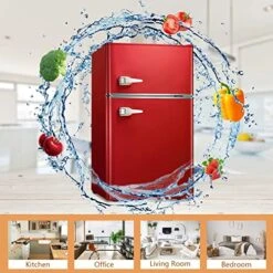Compact Mini Refrigerator Separate Freezer, 3.1 Cu Ft Small Fridge Double 2-Door Adjustable Removable Retro Stainless Steel Shelves Garage Camper Basement/Dorm/Office… -Wilton Shop 519q2desPqL