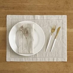 Able Cloth Napkins Linen Hemstitch - 18 X 18 Inch Set Of 4 Farmhouse Fabric Reusable Square Napkins For Kitchen Easter Party Wedding Dining Decor Natural