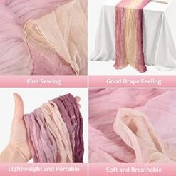 2 Pcs Cheesecloth Table Runner, 108 Inches Long Boho Rustic Long Tie Dye Table Runner, Wrinkle Gauze Table Decorations For Wedding Bridal Birthday Party Dinner -Wilton Shop 519sdXfhYqL
