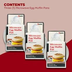 Microwave Egg Muffin Breakfast Sandwich Pan For Eggs In A Minute Or Less, 3-pack