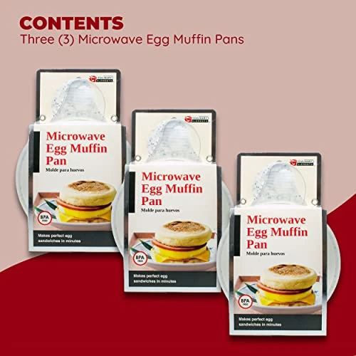 Microwave Egg Muffin Breakfast Sandwich Pan For Eggs In A Minute Or Less, 3-pack 3 Microwave Egg Muffin Breakfast Sandwich Pan For Eggs In A Minute Or Less, 3-pack