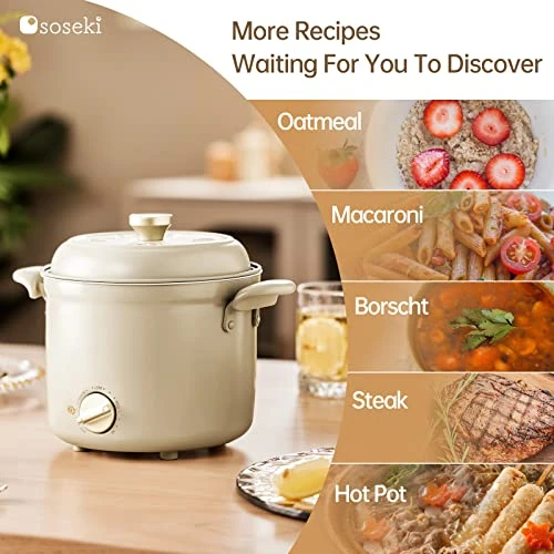 Soseki Mini Hot Pot, 1.1QT(1.0L) Electric Hot Pot With Non-Stick Pot, 800W Small Electric Pot Made Of Stainless Steel For 1-2 People, Hot Pot Electric For Oatmeal,Macaroni,Borscht(Gray) 8 Soseki Mini Hot Pot, 1.1QT(1.0L) Electric Hot Pot With Non-Stick Pot, 800W Small Electric Pot Made Of Stainless Steel For 1-2 People, Hot Pot Electric For Oatmeal,Macaroni,Borscht(Gray) - Image 6