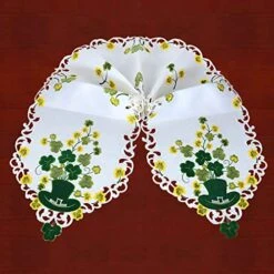 Irish Clover Table Runners For St. Patrick’s Day And Spring, Embroidered Shamrock Table Scarf, Decorations (14 × 70 Inch)