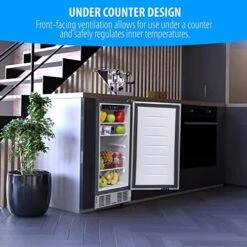 15-Inch Under Counter Mini Fridge, Stainless Steel Finish, Adjustable Digital Thermostat, 32F To 50F, Refrigerator For Food, Snacks, Sodas, Beer, Wine -Wilton Shop 51A2DnkZnFL