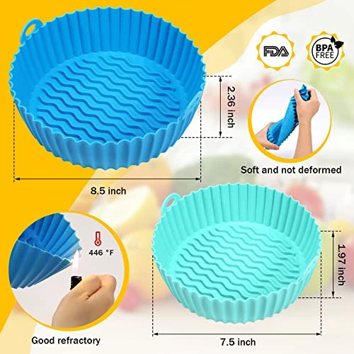 Opwulo 2-Pack Air Fryer Silicone Liners, 7.5inch & 8.5 Inch Air Fryer Basket, Easy Cleaning Air Fryers Silicone Pot, Reusable Air Fryer Silicone Pot Round For 3 To 5 Qt Air Fryer Oven Accessories 6 Opwulo 2-Pack Air Fryer Silicone Liners, 7.5inch & 8.5 Inch Air Fryer Basket, Easy Cleaning Air Fryers Silicone Pot, Reusable Air Fryer Silicone Pot Round For 3 To 5 Qt Air Fryer Oven Accessories - Image 4