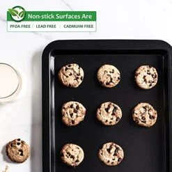 Baking Sheet Pan Set, Cookie Sheet For Oven, Nonstick Bakeware Sets With Wider Grips, 3 Pack Half/Jelly Roll/Quarter Baking Tray, Premium, Dishwasher Safe - Dark Grey 13 Baking Sheet Pan Set, Cookie Sheet For Oven, Nonstick Bakeware Sets With Wider Grips, 3 Pack Half/Jelly Roll/Quarter Baking Tray, Premium, Dishwasher Safe - Dark Grey -Wilton Shop 51A3yyO38gL