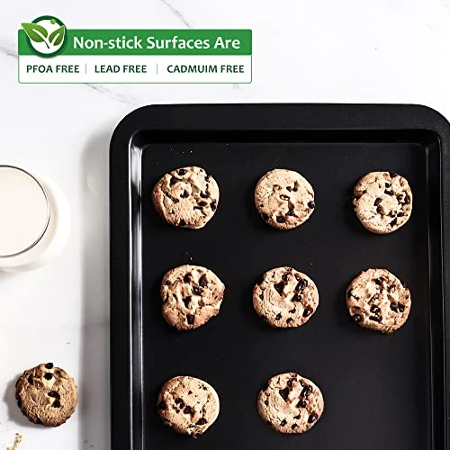 Baking Sheet Pan Set, Cookie Sheet For Oven, Nonstick Bakeware Sets With Wider Grips, 3 Pack Half/Jelly Roll/Quarter Baking Tray, Premium, Dishwasher Safe - Dark Grey 5 Baking Sheet Pan Set, Cookie Sheet For Oven, Nonstick Bakeware Sets With Wider Grips, 3 Pack Half/Jelly Roll/Quarter Baking Tray, Premium, Dishwasher Safe - Dark Grey - Image 3