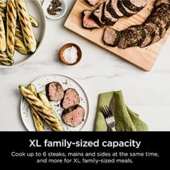 Ninja IG601 Foodi XL 7-in-1 Indoor Grill Combo, Use Opened Or Closed, Air Fry, Dehydrate & More, Pro Power Grate, Flat Top Griddle, Crisper, Black, 4 Quarts -Wilton Shop 51A5EmqHD7L