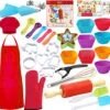 Kids Cooking And Baking Set Real Baking Gift Includes Kids Apron,Chef Hat,Oven Mitt&Utensil,Recipes For The Curious Young Junior Chef -Wilton Shop 51A5cRC8mVL