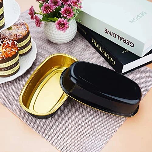 Aluminum Ramekins Loaf Pans With Lids, 8 Oz & 6 Inch 100 Pack Disposable Cake Pan, Aluminum Foil Cups Oval Baking Pan Cheesecake Pan Aluminum Pans Meat Bakeware For Oven 7 Aluminum Ramekins Loaf Pans With Lids, 8 Oz & 6 Inch 100 Pack Disposable Cake Pan, Aluminum Foil Cups Oval Baking Pan Cheesecake Pan Aluminum Pans Meat Bakeware For Oven - Image 5