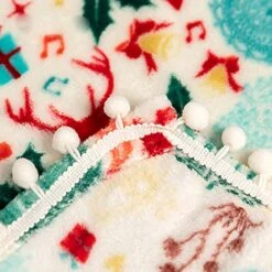 GUANGMING - Christmas Throw Blankets, Double Sided Flannel Fleece Blanket, Super Soft Cozy Warm Blanket, Skin Friendly Plush Blankets, Pompom On The Edges, Fabric No Pilling -Wilton Shop 51AEGA5s3UL