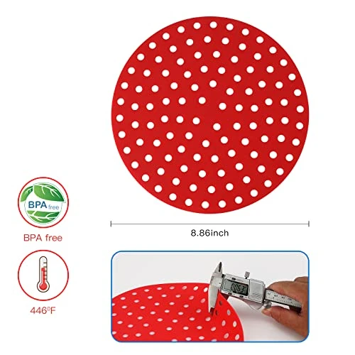 DUOBEIER 4-Pack Air Fryer Silicone Liners,Silicone Air Fryer Liners Reusable Airfryer Liners Silicone Basket Heat Resistant Air Fryer Accessories 1-Pack Small Silicone Tongs 7lnch(For 5QT Or Bigger) 5 DUOBEIER 4-Pack Air Fryer Silicone Liners,Silicone Air Fryer Liners Reusable Airfryer Liners Silicone Basket Heat Resistant Air Fryer Accessories 1-Pack Small Silicone Tongs 7lnch(For 5QT Or Bigger) - Image 3