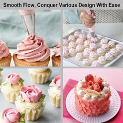 Pastry Piping Bags -100 Pack-16-Inch Disposable Cake Decorating Bags Anti-Burst Cupcake Icing Bags For All Size Tips Couplers And Baking Cookies Candy Supplies Kits - Bonus 2 Couplers -Wilton Shop 51AI0vsbtjL