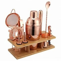 TWDYC Stainless Steel Cocktail Shaker Set Barware Kit With Square Wooden Rack Tool -Wilton Shop 51ALHRsT1US