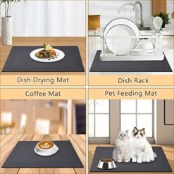 Coffee Mat Absorbent Coffee Bar Mat For Kitchen Hide Stain Rubber Backed,Super Absorbent Draining Mat,12" X 19" Coffee Bar Accessories Fit Under Coffee Pot -Wilton Shop 51AQegZ1tWL