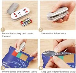 Mini Bag Sealer, Portable Sealing Bags Machine, Handheld Heat Food Vacuum Sealer Machine With Cutter And Hook For Snack, Plastic Bags, Storage, Potato Chip Cookie Bags (GRAY-WHITE 2PCS) -Wilton Shop 51AUaLYy9pL
