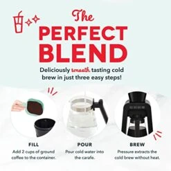 Dash Rapid Cold Brew Maker With VacuPress™ Technology With Glass Carafe For 40 Ounces Of Instant Fresh Cold Brew Coffee Or Iced Tea -Wilton Shop 51Ak7IVCpgL