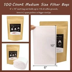Isposable Cold Brew Coffee Filters - 100 Count Single Use Filter Sock Packs Durable Fine Mesh Brewing Bags For Concentrate, Iced Coffee Maker, French/Cold Press Kit, Tea In Mason Jar, 6'' X 10'' 10 Isposable Cold Brew Coffee Filters - 100 Count Single Use Filter Sock Packs Durable Fine Mesh Brewing Bags For Concentrate, Iced Coffee Maker, French/Cold Press Kit, Tea In Mason Jar, 6'' X 10'' -Wilton Shop 51AkQv0aLVL