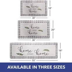 Cozy Living Anti Fatigue Kitchen Mat For Floor, Home Sweet Home Themed Cushioned Kitchen Runner Rug Mat, Non Slip, Easy Wipe Clean, 1/2 Inch Thick, 18" X 30", Grey -Wilton Shop 51AnrxECG3L
