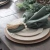 Napkin Rings Farmhouse Natural White Wooden Beads Tassels,Set Of 4